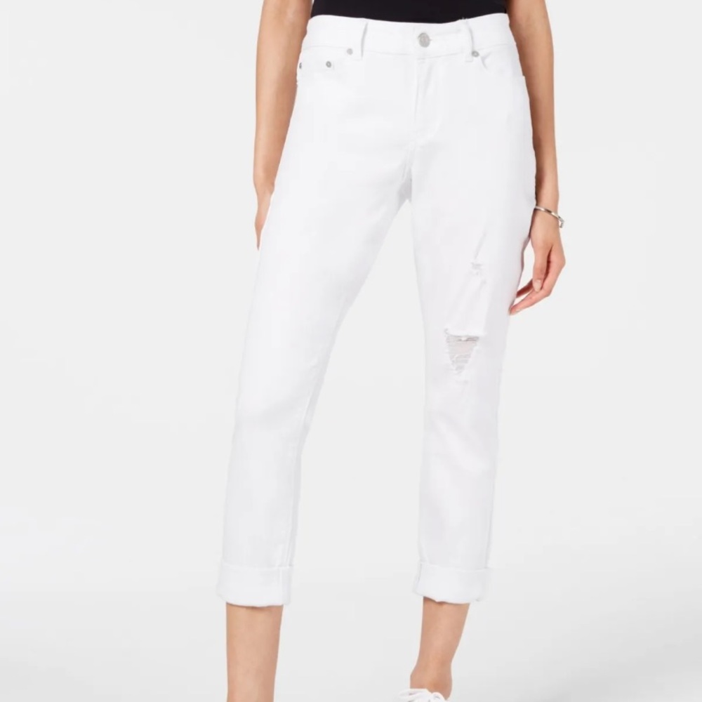 ⭐️ Indigo Rein Cropped Capri White Destroyed Destructed Jeans 5
